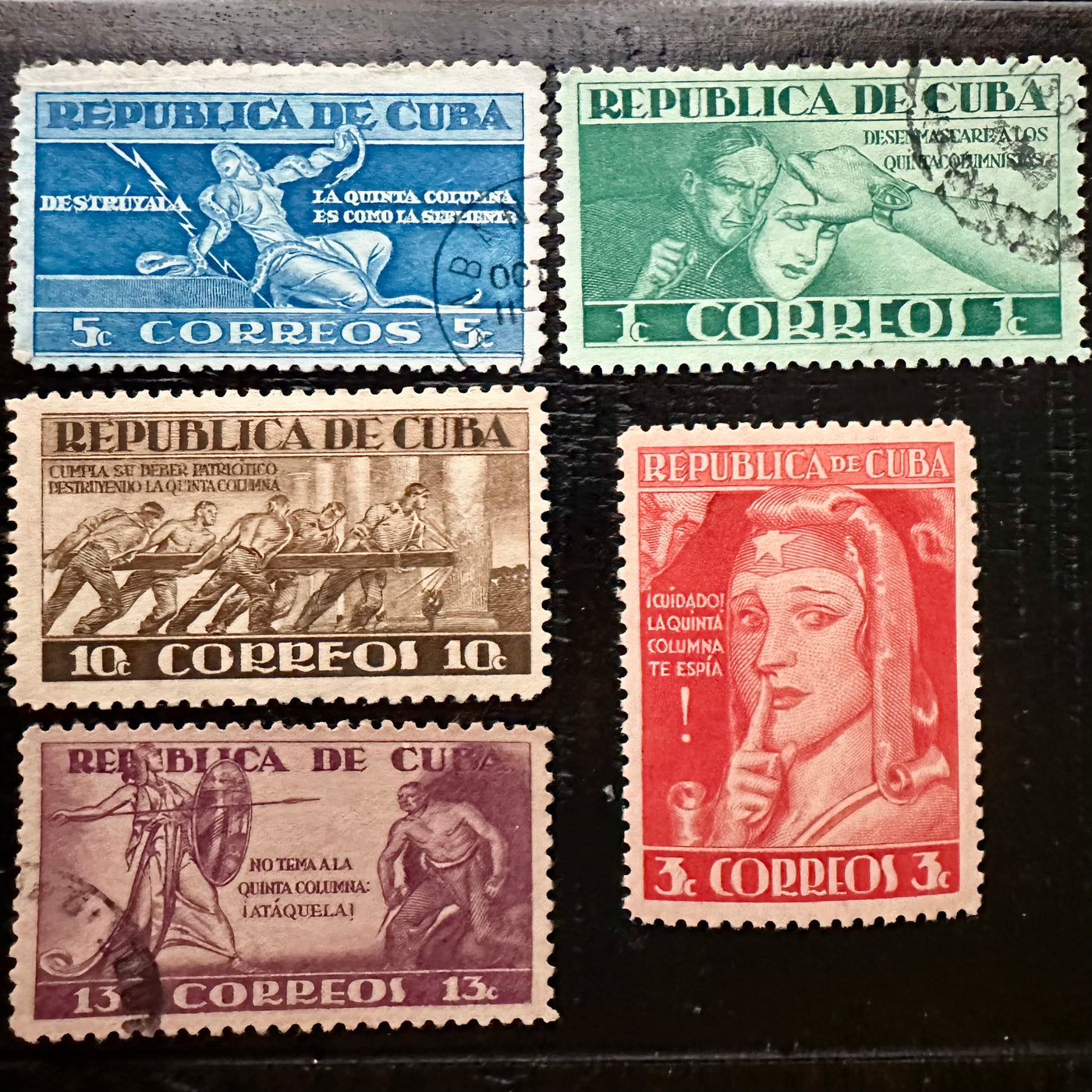 1943 Cuban Stamp Set - Fight Against the Fifth Column