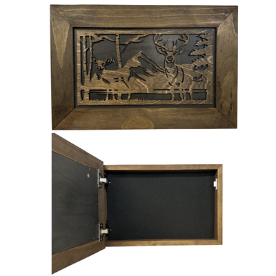 Stylish Buck & Doe Wall-Mounted Gun Cabinet – Elegant Lockable Storage for Your Home