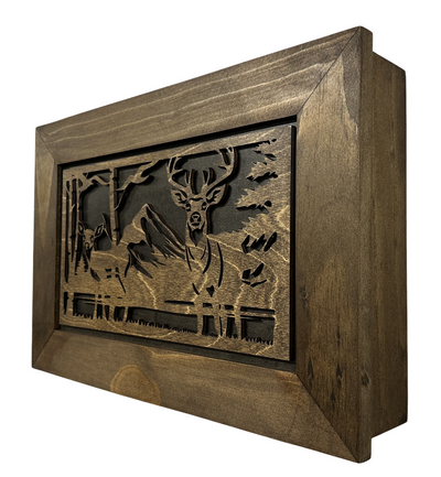 Stylish Buck & Doe Wall-Mounted Gun Cabinet – Elegant Lockable Storage for Your Home