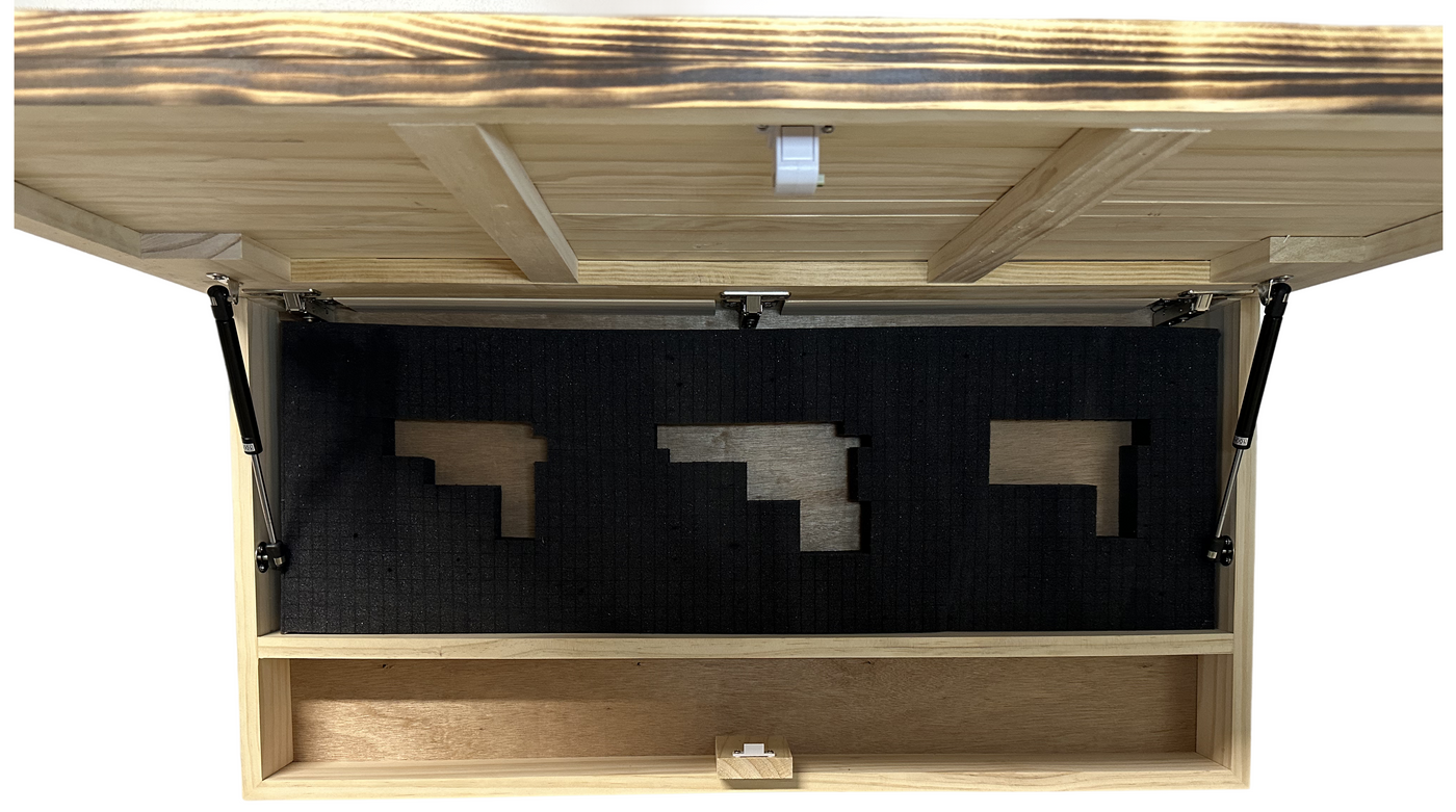 Classic Burnt Wood American Flag Gun Storage Cabinet (Gray)