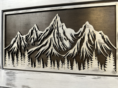 Snowcapped Mountain Scene Wall-Mounted Gun Cabinet – Hidden Lockable Storage with Rustic Charm