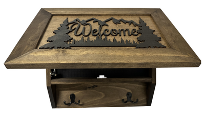 Rustic Mountain Welcome Wall-Mounted Gun Cabinet – Concealed Lockable Storage for Your Home