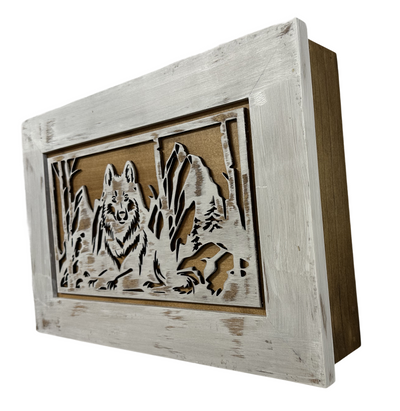 Decorative White Wolf Gun Cabinet Wall-Mounted & Lockable – Weapon Safe for Protective Gun Keeping & Household Defense Equipment