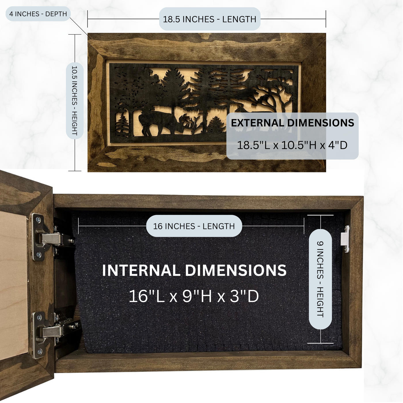 Hidden Gun Safe - Deer Scene Wall Gun Cabinet - Hidden Wall Storage - Wood Gun Cabinet - Handcrafted Gun Concealment Furniture - Hidden Gun Storage by Bellewood Designs