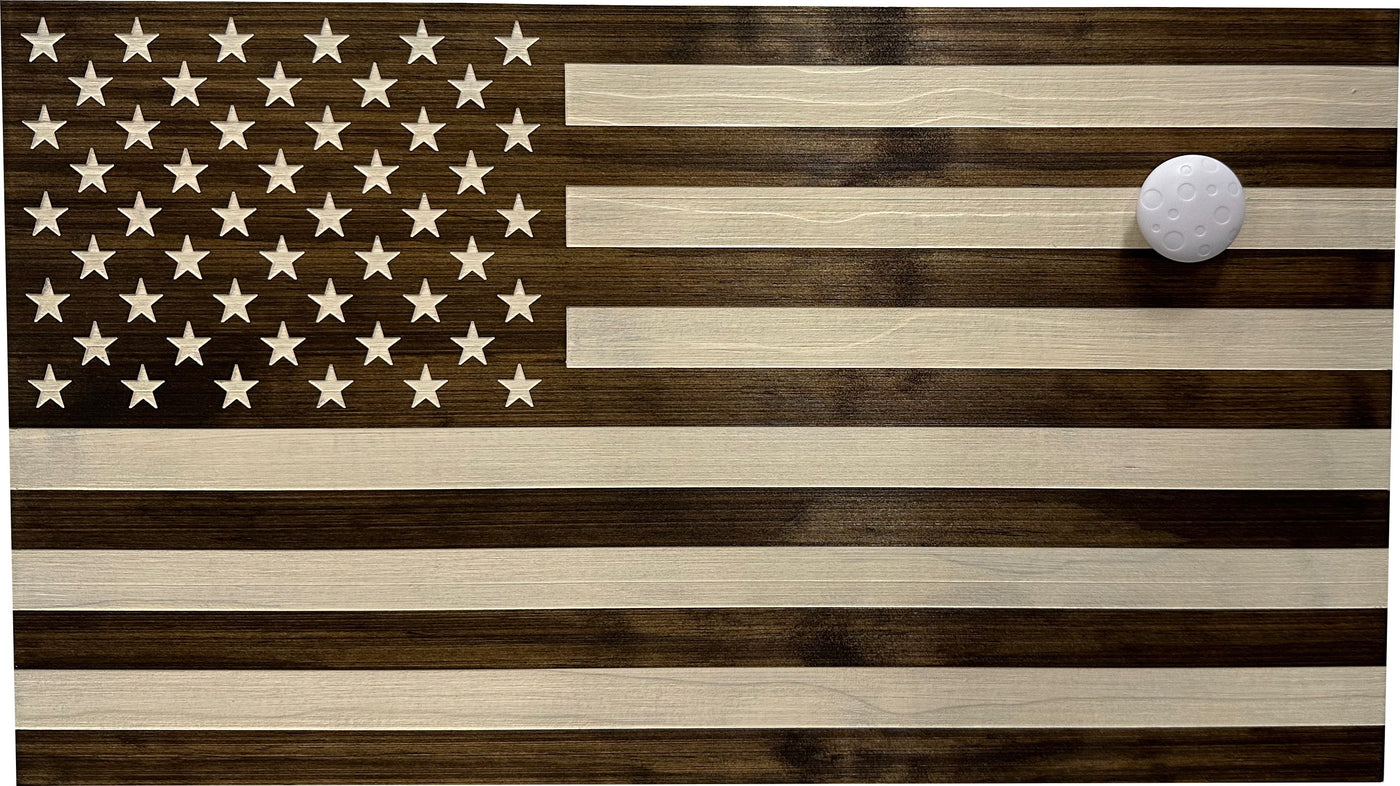 American Flag Decorative & Secure Wall-Mounted Gun Cabinet (Dark Walnut)