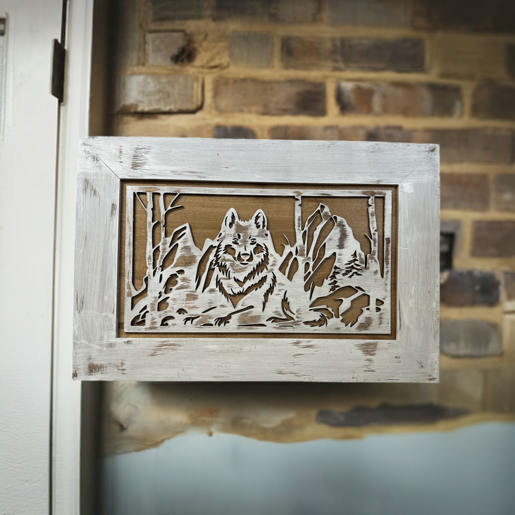 Decorative White Wolf Gun Cabinet Wall-Mounted & Lockable – Weapon Safe for Protective Gun Keeping & Household Defense Equipment