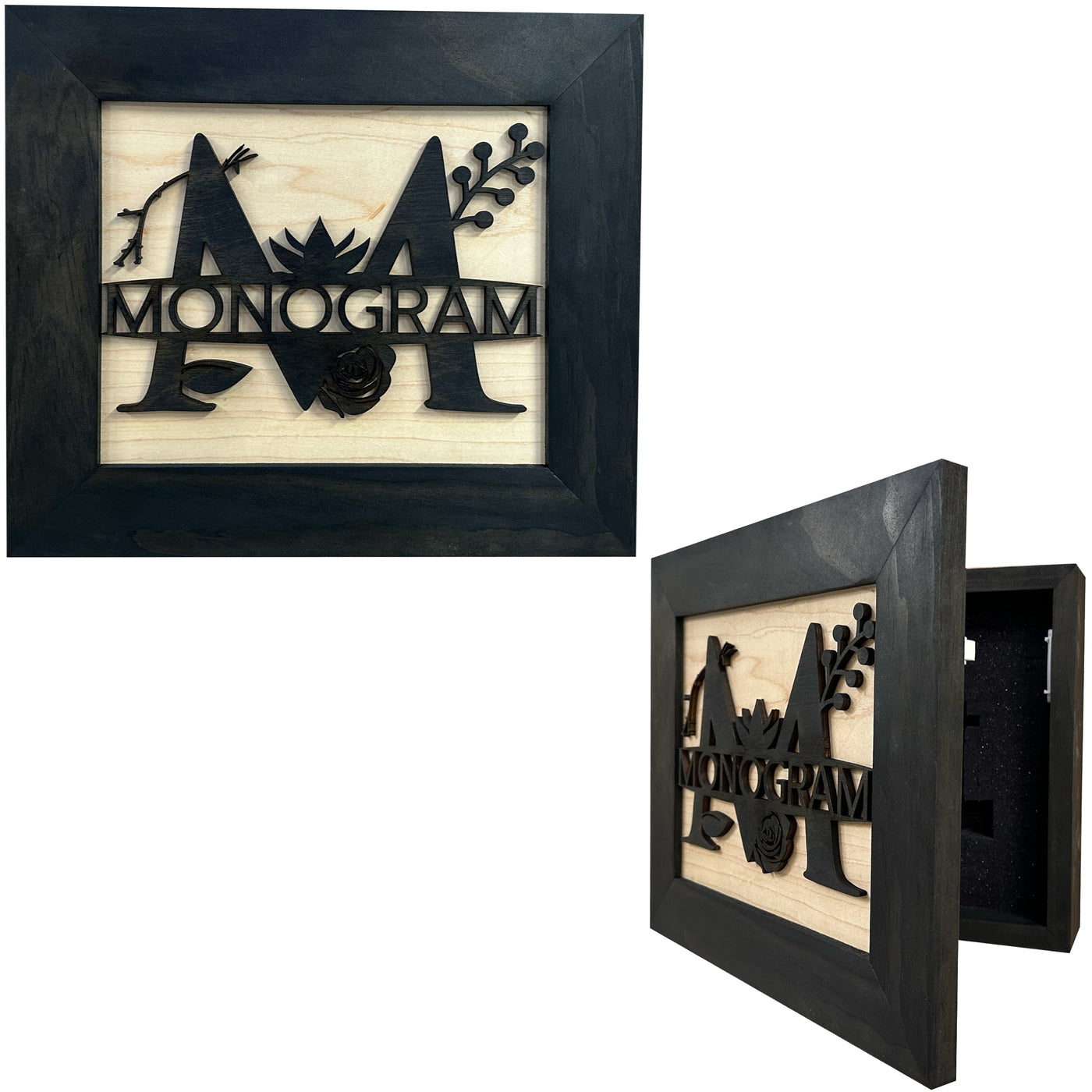 Personalized Monogrammed Last Name Hidden Gun Cabinet In Wall or On Wall Mount