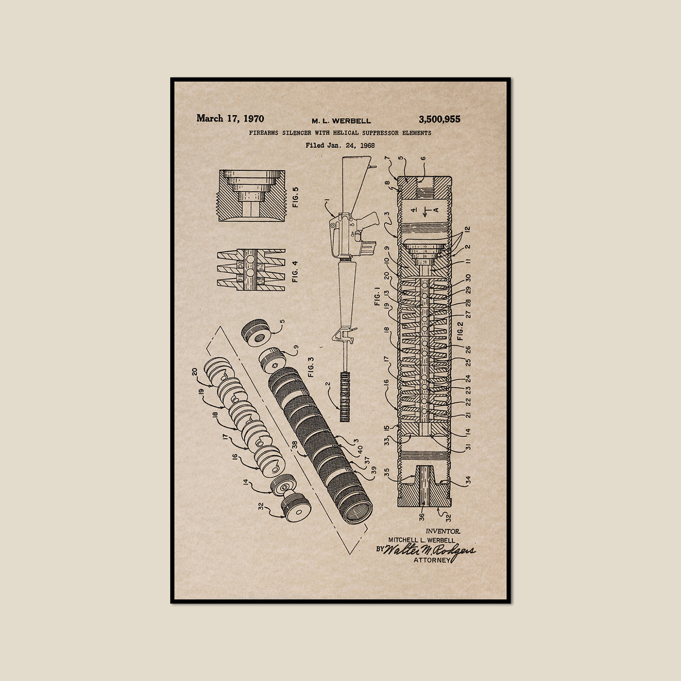 WerBell Suppressor Patent Poster | Posters Prints & Visual 